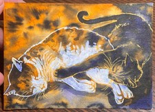 ACEO Original Cat Painting OOAK Mini Art Card Whimsical Fantasy by Llama_Meh_Kat