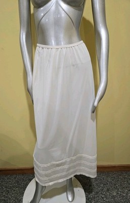 Vintage Gossard Artemis Long Half Bottom Slip Nylon Lace Trims Small Cream