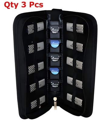 3 x schwarze Medien Brieftasche Nylon Tasche für 10 USB-Sticks 5 SD Speicherkarten Aufbewahrung