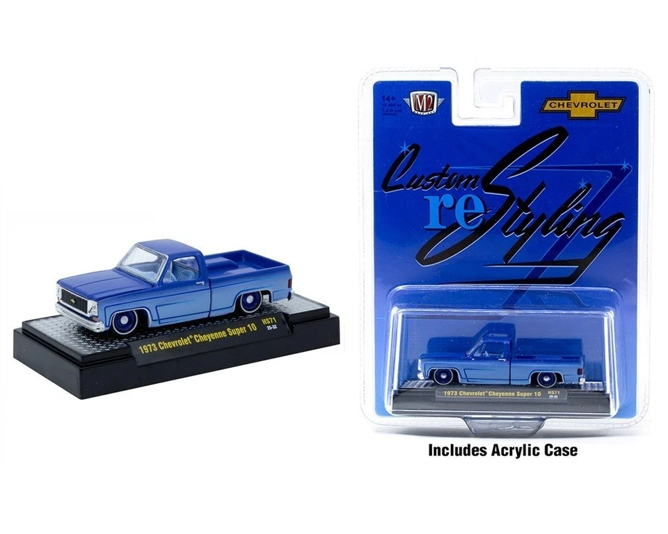 M2 Machines 1:64 1973 Chevrolet Cheyenne Super 10 Custom Re Styling Blue HS71-P5 - Image 4 of 4