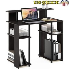 Compact Computer Desk W/ Open Shelves Sturdy Writing Table Home Office New