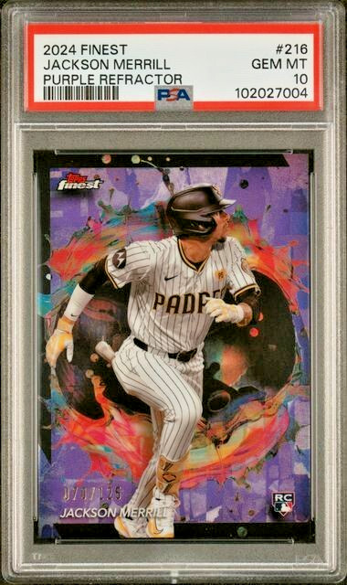 PSA 10 2024 Topps Finest Rookie /125 Purple Refractor #216 Jackson Merrill RC SP