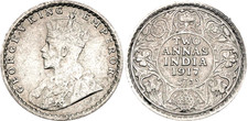 COIN British India 2 Annas 1917 KM# 515 Silver George V XF