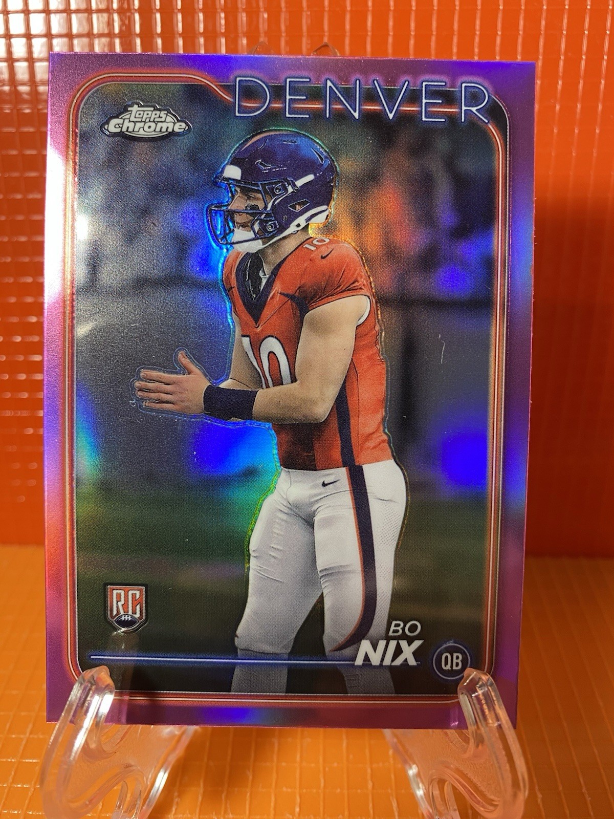 Bo Nix 2024 Topps Chrome (RC) PINK Refractor OREGON DUCK 🦆 DENVER BRNCOS #206