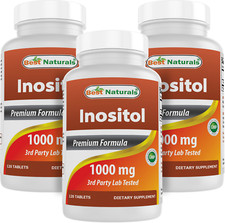 3 Pack Best Naturals Inositol 1000 mg 120 Tablets Liver Detoxification 