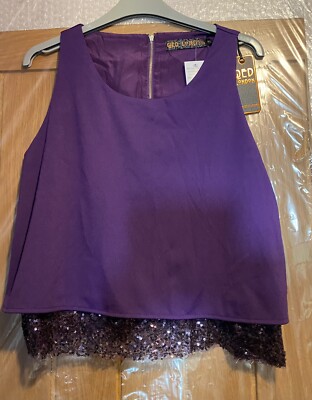 Ladies Purple Vest Style Sequin Evening Top QED London  New With Tags Size 10-12