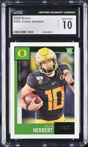 2020 Score - Rookies #362 Justin Herbert (RC) CGC 10 Gem Mint