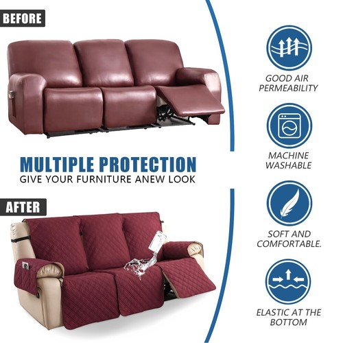 Waterproof non-slip sofa cover recliner 3 seats, furniture protection decoration - Picture 22 of 94