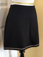 EXPRESS World Brand Black Stretch Mini Skirt w/ Multi-Color Metallic Hem M 