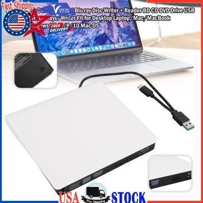 USB&Type-c 2 IN 1 External Blue ray Disc Writer + Reader BD CD DVD Drive USB 3.0