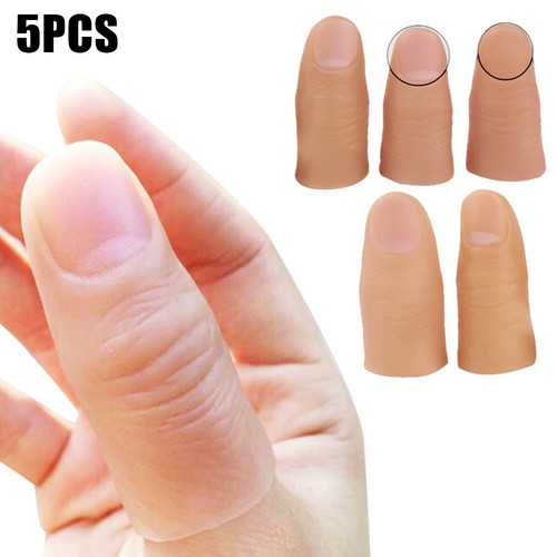 5Pcs Silicone Fake Thumbs Finger Magic Trick Thumb Tip Show Prop Prank Toys NEW - Picture 2 of 10