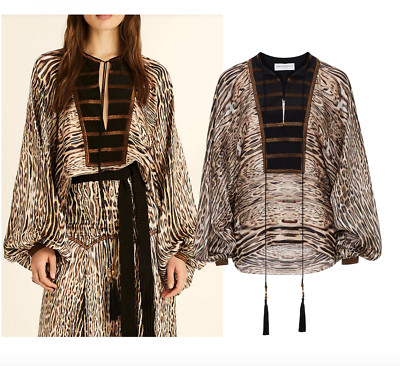 AMANDA WAKELEY Ocelot print boho top UK 8 US 4 S