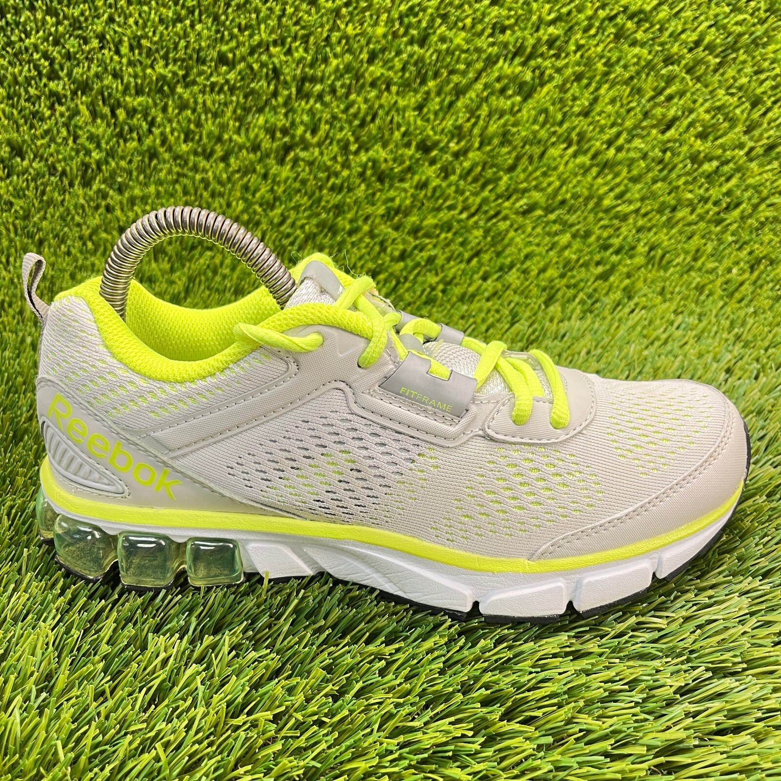 Reebok Fitframe Womens Size 6.5 Gray Volt Walking Running Shoes Sneakers