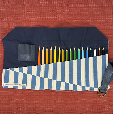SO HANDMADE Canvas Artist's Pencil Roll Tool Organizer Travel Carrying Case