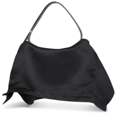 Authentic Issey Miyake Woven Shoulder Bag Black Enveloping Square