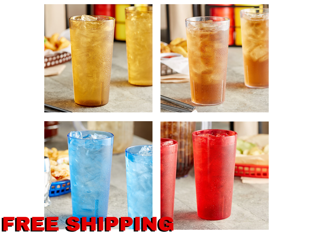 20 oz. Pebbled Plastic Tumbler Commercial Restaurant Cup Glass Case 12 Pack