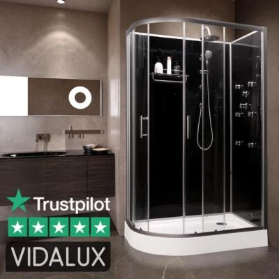 Vidalux 1200 x 800 Right Shower Cabin Black SS712 Fast build Enclosure No Leaks
