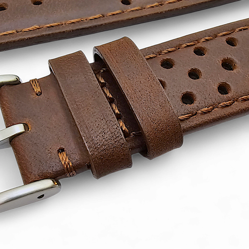 Vintage Leather Rally Racing Watch Strap Band Two Piece Perforated 18 20 22 mm - Picture 35 of 40