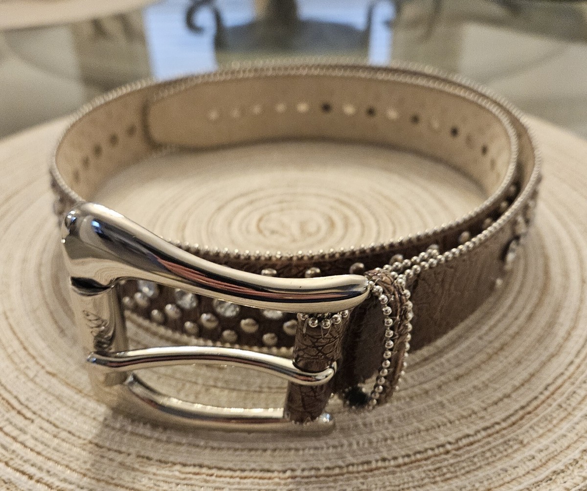 Guess Studded Brown Leather Belt with Gold Buckle Guess,brown Leather Belt ,USA W/buckle, 28 main image 3