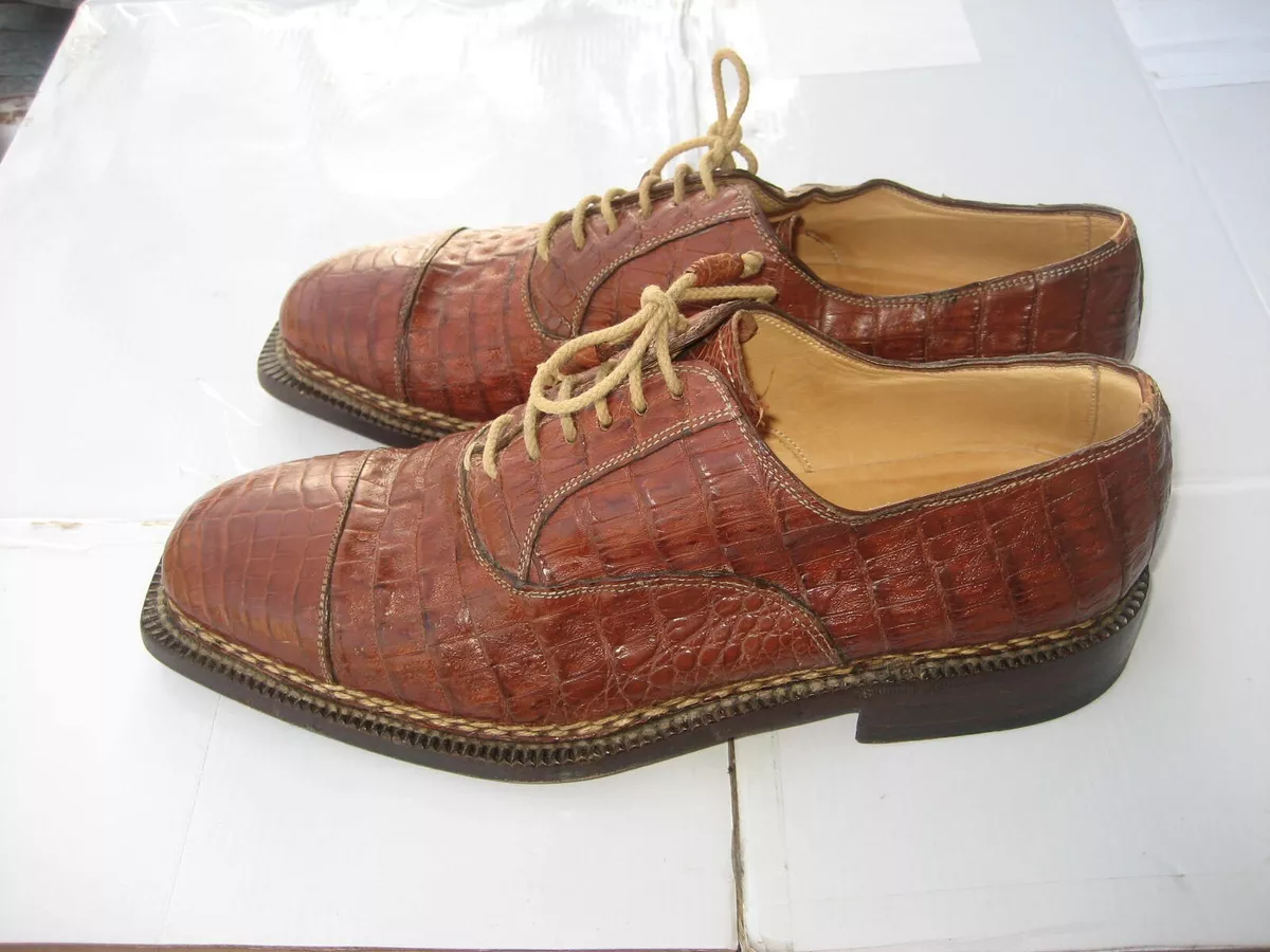 L. F. Lidfort Brown Alligator Crocodile Shoes Norvegese Size 9 About US 10