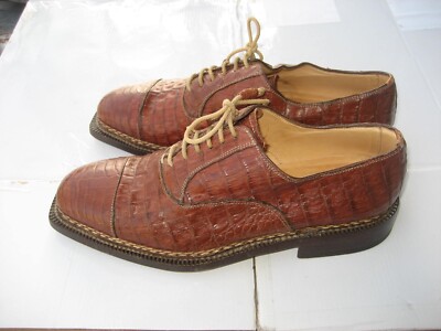 Lidfort Brown Alligator Crocodile Shoes, Norvegese, Size