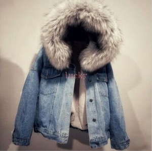 denim jacket with fur lining women's