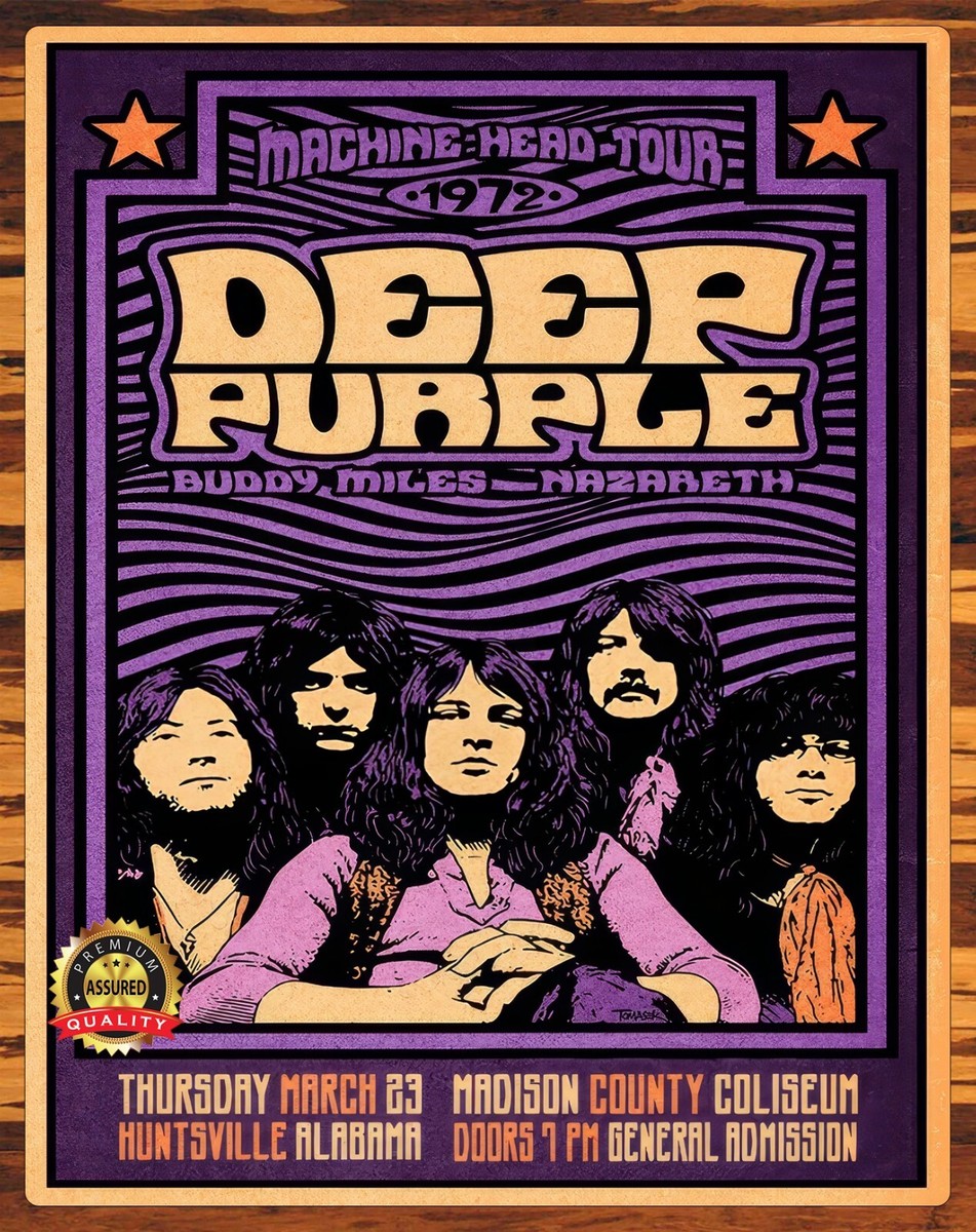 Deep Purple - Machine Head Tour - 1972 - Rare - Metal Sign 11 x 14