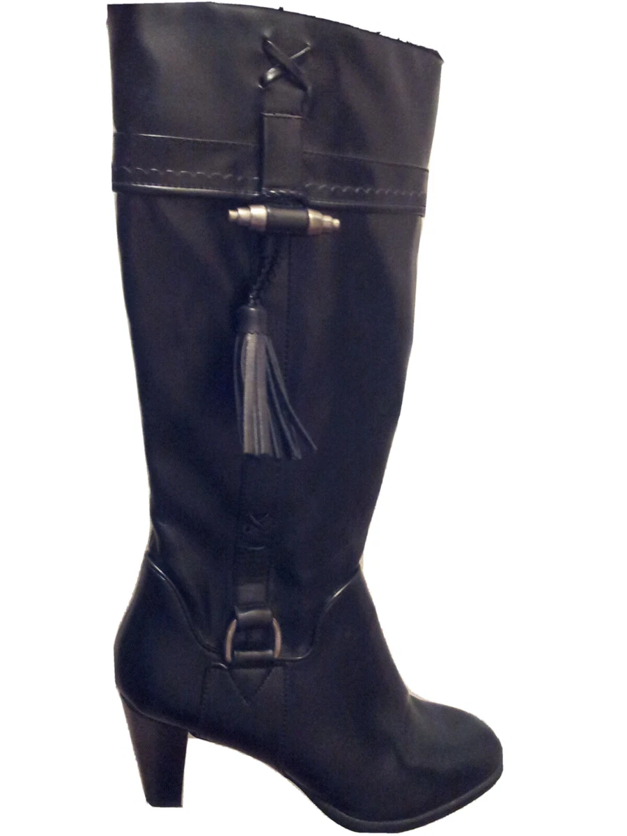 Etienne Aigner Black Boots Womens Size 8.5 Knee High Faux Leather 3
