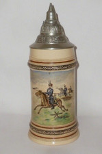 Alter Reservistenkrug Husaren blaue Attila Uniform Krug Bierkrug Kavallerie 1.WK