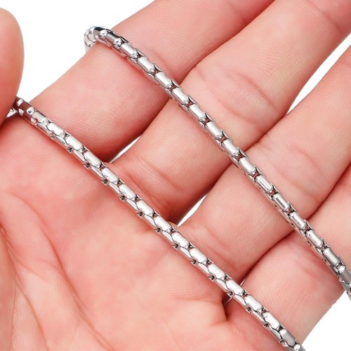Hop Silver Color 2.2mm/3mm Stainless Steel Necklace Chain Necklace Statement - Picture 10 of 19