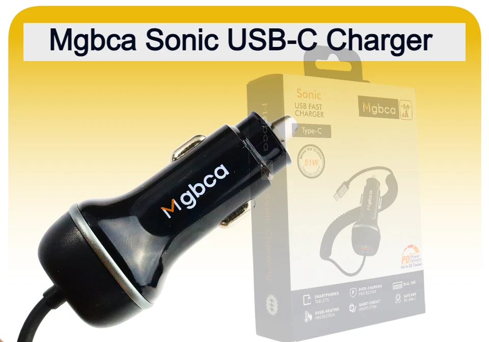 Mgbca Sonic Type-C Car Charger, PD QC 3.0 Fast 51 Watt for Galaxy A54 5G/A25/A15 - Image 2 of 4