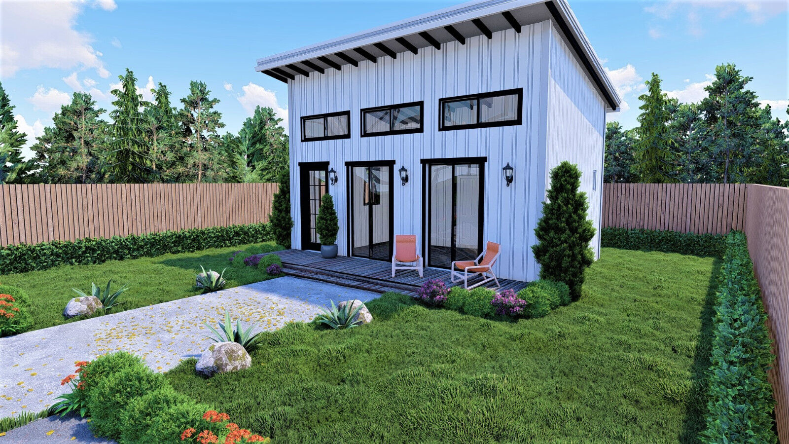 Custom 400.83 sq.ft Tiny Cabin Plan 1 Bedroom & 1 Bathroom With Free CAD File
