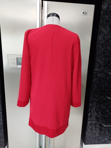 NEW K 10 S red crepe look satin feel trim split side evening coat jacket - Picture 4 of 9