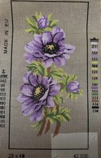 Printed needlepoint Gobelin 25x40 cm  Purple Flowers Canvas Only  Gobelin L