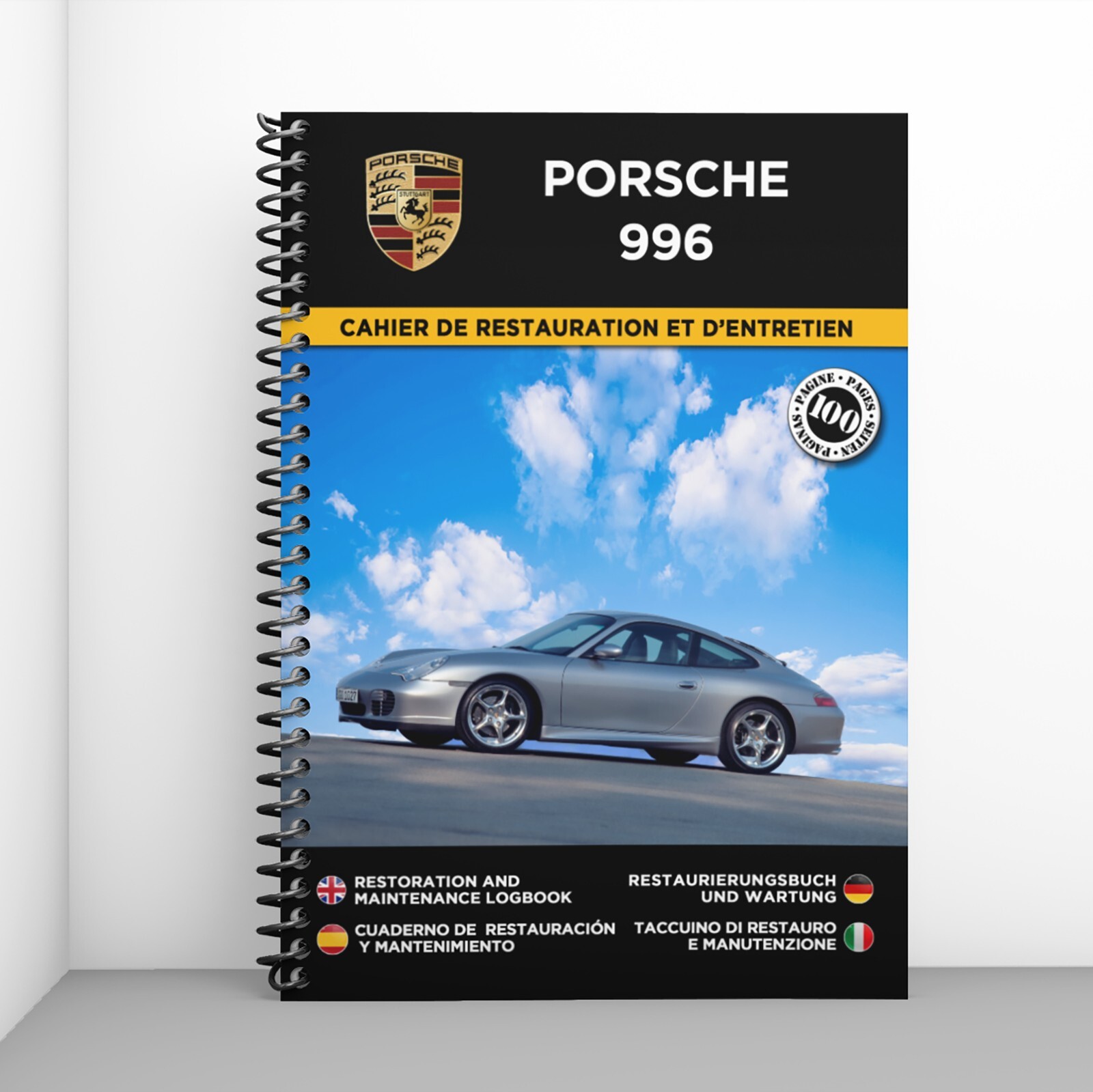 Cahier restauration Porsche 996 journal entretien auto pour garage et collectionneur