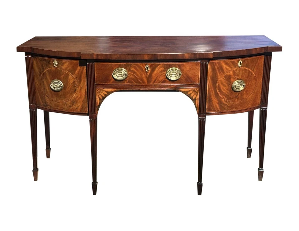 ANTIGUO SERVIDOR CON INCRUSTACIONES DE VENTILADOR DE CAOBA ERA GEORGE III CON CAJÓN DE BOTELLAS FORRADO DE ZINC Foto 3 de 4