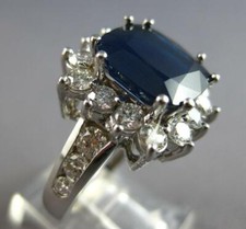 7.92CT DIAMOND  AAA SAPPHIRE 14KT WHITE GOLD SQUARE HALO ENGAGEMENT RING 27611