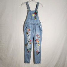 Curtain Call Costumes Girls Youth Denim Overalls Dance Patches Blue Size Large