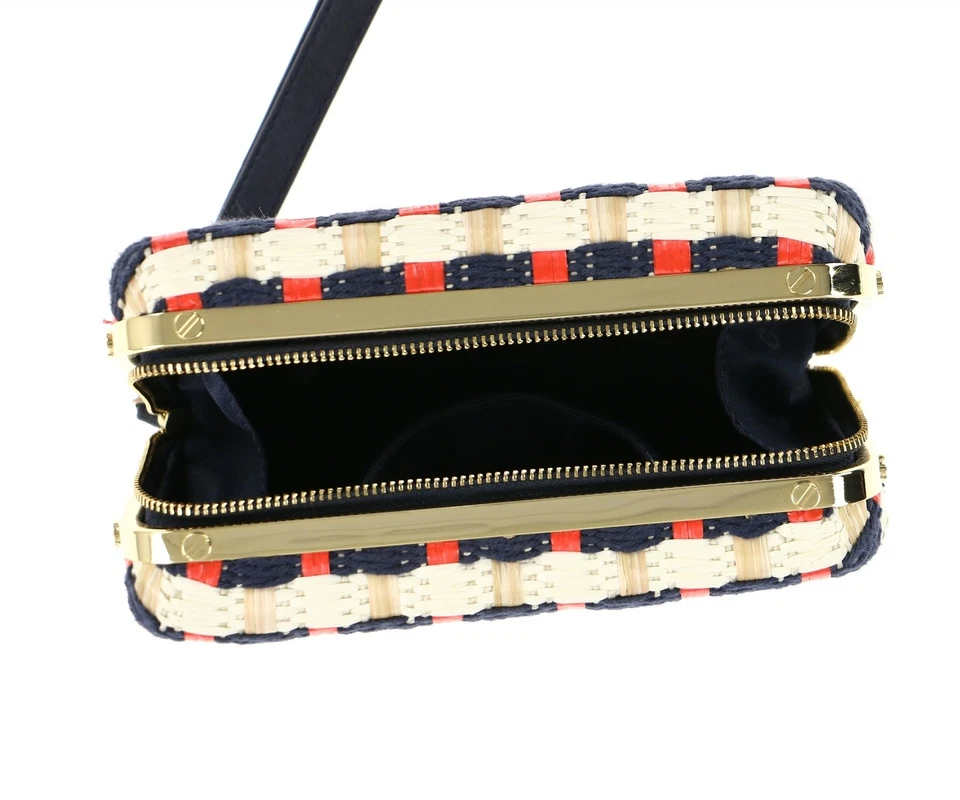 Tory Burch 245025 女式白色象牙色多色草编雏菊手提包手拿包 — 第 2/4 张图片