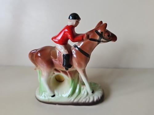 Vintage Japan Ceramic Figure With Thermometer Horse & Rider Chips Kitsch Retro - Picture 5 of 13