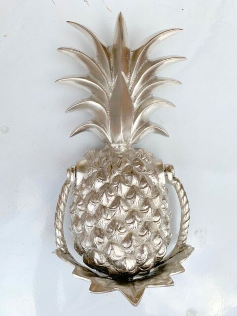 PINEAPPLE front Door Knocker SILVER solid brass 10" old style 25 cm very heavy B