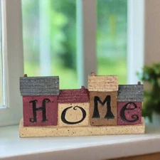 Primitive Farmhouse 5.25" Saltbox House " Home" Shelf Sitter