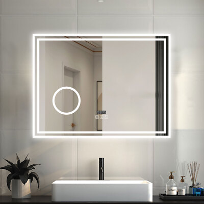 LED Badspiegel mit Bluetooth Touch Beschlagfei Badezimmerspiegel LED Dimmbar