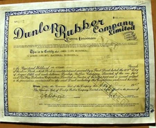 Great Britain England bond. Dunlop Rubber Company Ltd (Tires) dated 1947