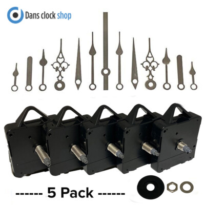 Clock Mechanism Battery Powered With Silver Metal Hands Clock Making Kit 5 Pack