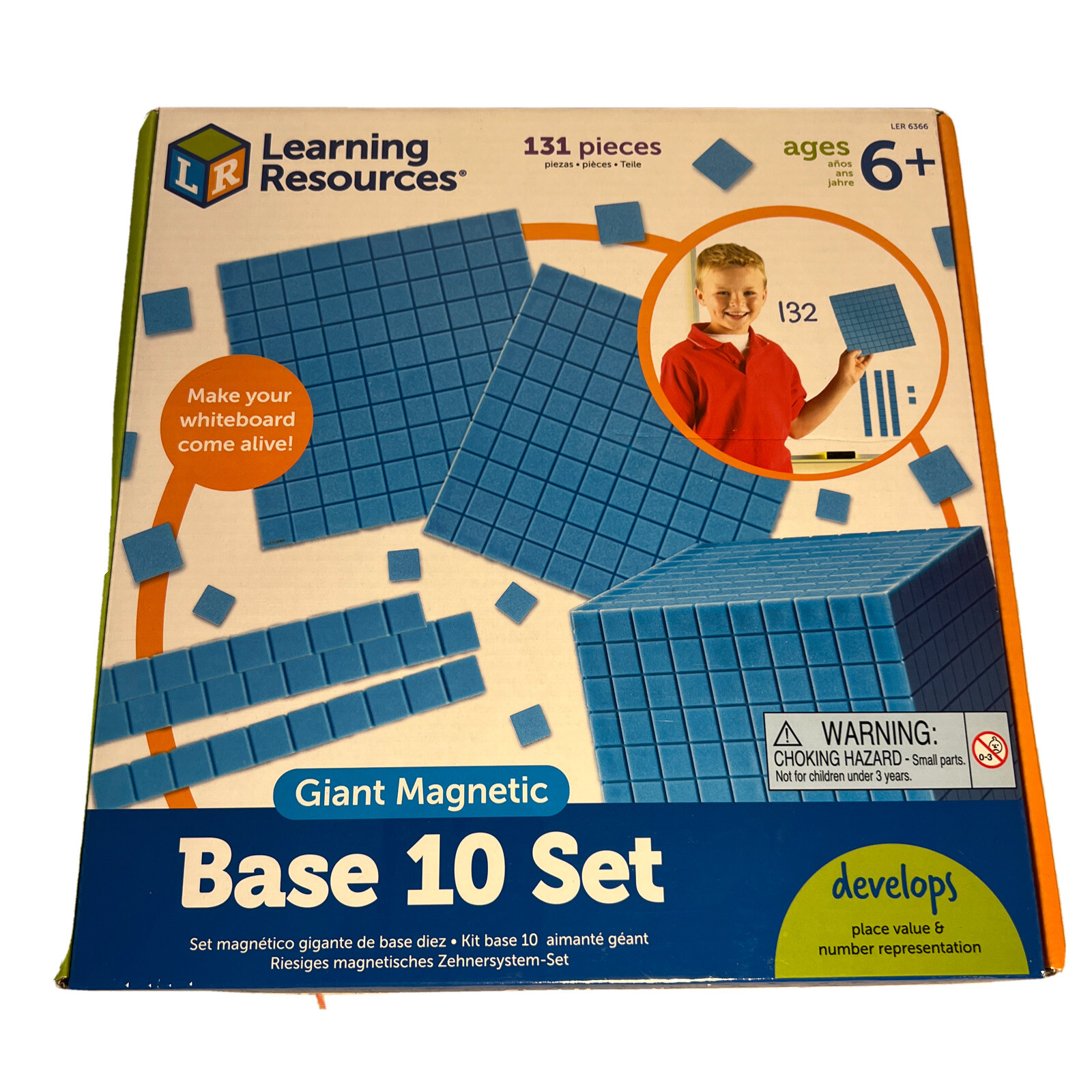 Giant Magnetic Base Ten Set Math Manipulatives 131pcs Blue LER6366 by Learning Resources-image