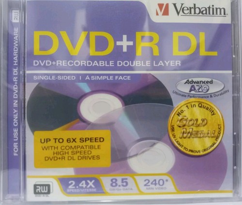 1 Rohling Verbatim DVD+R DL 6-fach 8,5 GB 240 min. Jewel Case OVP versiegelt NEU - Bild 3 von 4