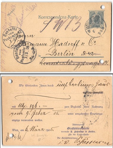 Used postal card, 1905