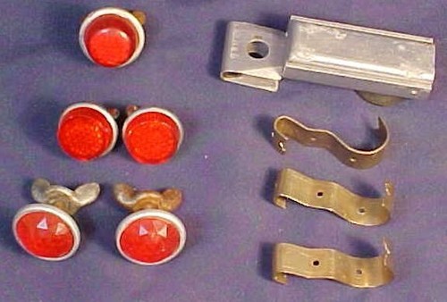 5 Vintage License Plate Reflectors Bright Star Handi Hanger Window Bracket