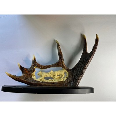 Decorative 11-1/2'' Wolves Wolf Pack Blade Knife Stand Faux-Antler